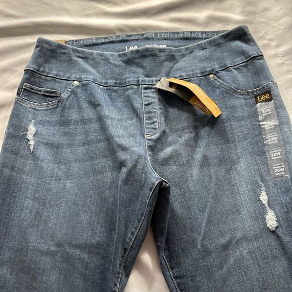 LEE Slimming Fit Slim Straight Pull On Jeans Womens 20W Dark Wash Denim NWT - Picture 7 of 16